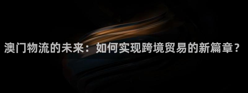 豪门国际龙虎:澳门物流的未来:如何实